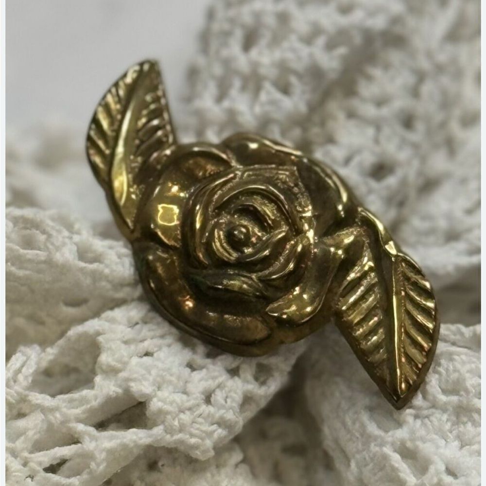 Vintage Anthropologie Brass Rose Napkin Rings set of 2